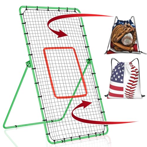 JvVuell Pitchback Baseball-Rebounder-Netz, luxuriöses Aluminium-Metall, verstellbar, für Baseball, Softball, Lacrosse, Volleyball, Tennis, Trainer-Ausrüstung, Geschenk von JvVuell