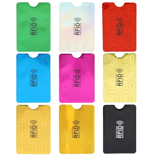 9 Stück RFID-Kartenhalter, RFID-blockierende Hüllen Kreditkartenhülle RFID-Blocker-Kartenhüllen bunt RFID-Kartenhalter RFID-ID-Kartenschutz Diebstahlsichere Kreditkarten-Geldbörsen für Damen Herren von KALIONE