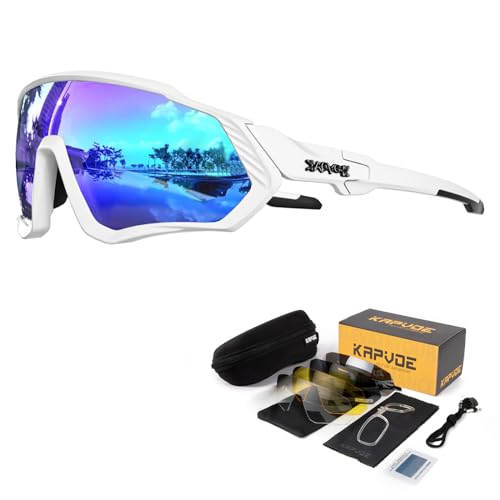 KAPVOE Polarisations-Fahrradbrillen,5 austauschbare Gläser,Unisex-Sportsonnenbrillen für Männer und Frauen,geeignet für Radsport,Mountainbiken,Laufen,Angeln,Rudern,Golf 07 von KAPVOE