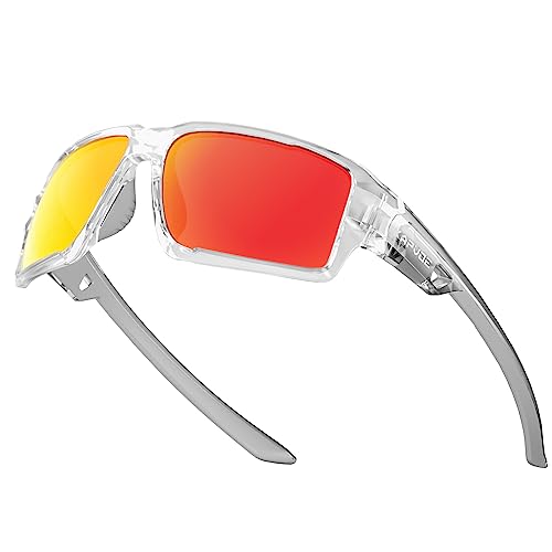 KAPVOE Polarisierte Sonnenbrillen Fahrradbrille Radsportbrillen Sportbrille für damen herren TR90 Rahmen für Männer Frauen Rot klar 09 von KAPVOE