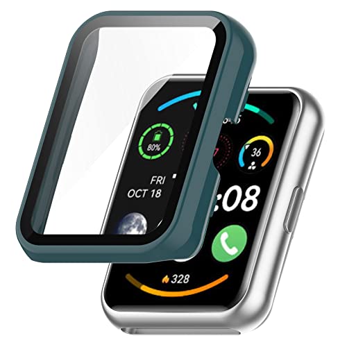 KAREN66 Hülle mit Schutzfolie für Huawei Watch Fit 2 - TPU Kratzfest Rundum Abdeckung Schutzhülle Schutz Case mit Displayschutz für Huawei Watch Fit 2 Smartwatch (Green, One Size) von KAREN66
