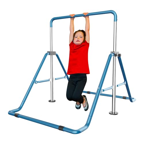 KAUITOPU Gymnastikstangen, Kinder Turnstangen Höhenverstellbar für Zuhause Junior Outdoor Turnen Sport Training Tragfähigkeit 100 kg Blau von KAUITOPU