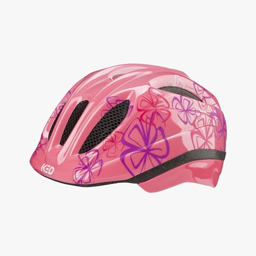 KED Kids Youth Meggy III Trend Fahrradhelm, Soft Pink Flower Gloss, XS (44-49cm) von KED