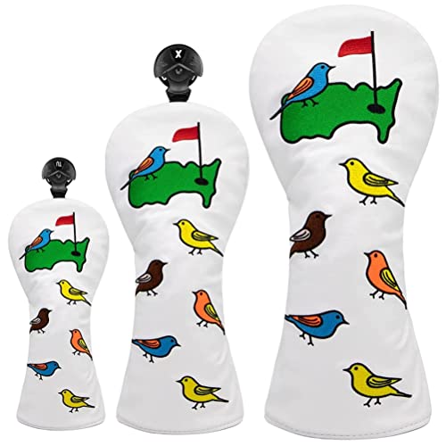 KENANLAN Golf Head Golf, 33 * 16 * 5 3-teilige Golfschläger-Kopfbedeckungen für Fairway Woods Driver Bird Pattern 1/3 / UT Headcovers Iron Covers für Männer und Frauen von KENANLAN