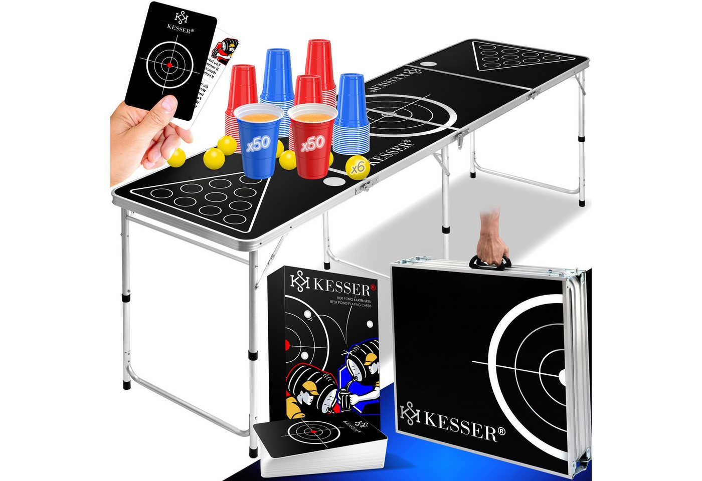 KESSER Klapptisch, Beer Pong Tisch Set mit Kartenspiel Trinkspiel von KESSER