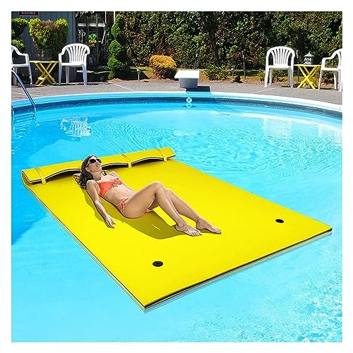 Schwimmende Wassermatte, schwimmende Matte, aufblasbares Wasserpad (langlebig, aufrollbar) für See, Strand, Pool Erholung und Entspannung, geeignet für viele Menschen (Farbe: Gelb, Größe: 350 x 150 von KEuLen