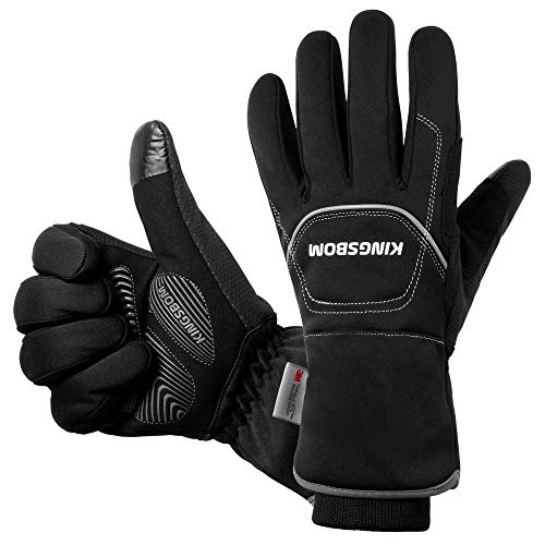 KINGSBOM -40°F Wasserdicht & Winddicht Handschuhe – 3M Thinsulate Winter Touch Screen Warme Handschuhe – zum Radfahren, Reiten, Laufen, für Outdoor-Sport – für Frauen und Männer – Schwarz (S) von KINGSBOM