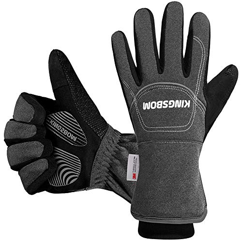KINGSBOM -40°F Wasserdicht & Winddicht Handschuhe – 3M Thinsulate Winter Touch Screen Warme Handschuhe – zum Radfahren, Reiten, Laufen, für Outdoor-Sport – für Frauen und Männer – Grau(S) von KINGSBOM
