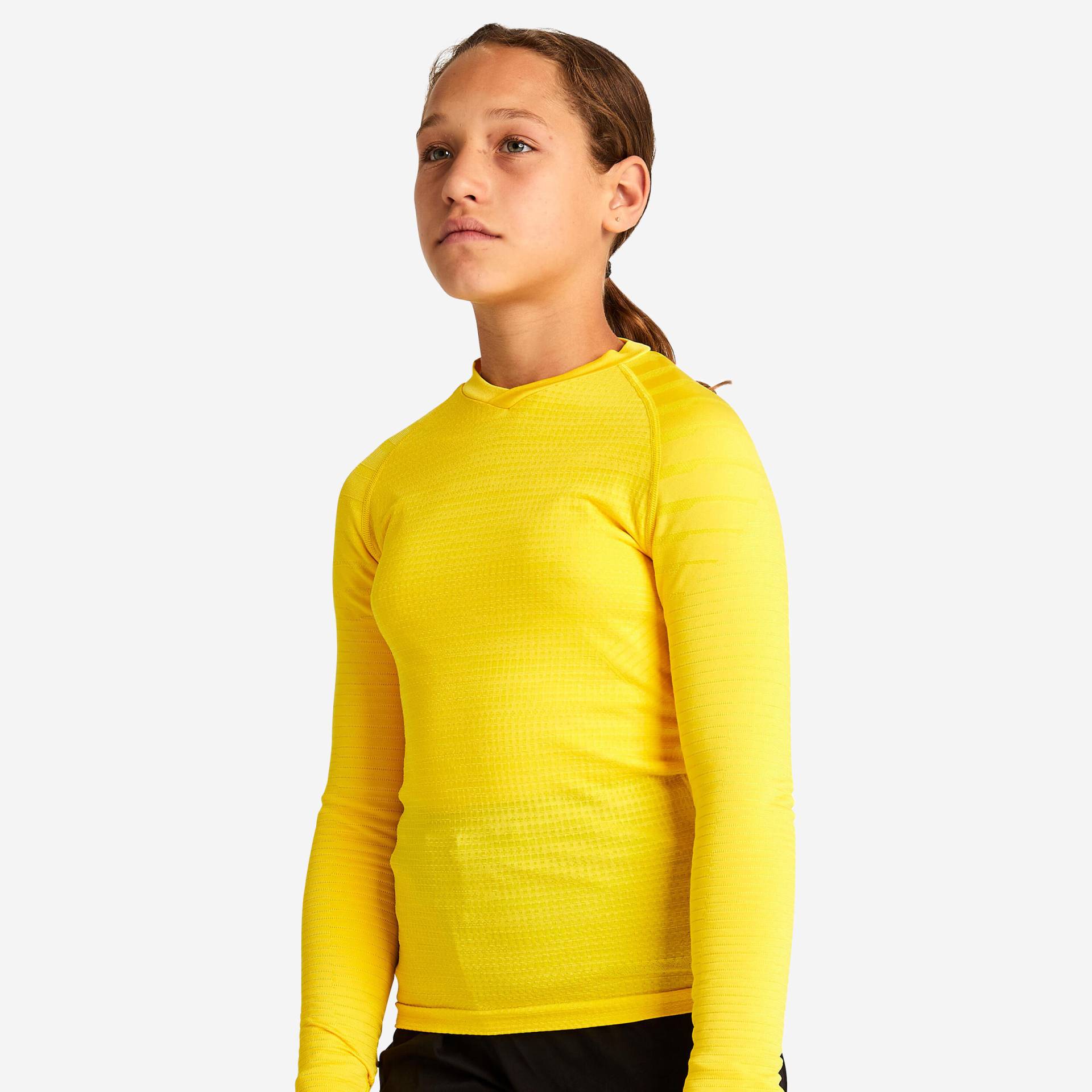 Kinder Fussball Funktionsshirt langarm - Keepdry 500 Wärmekomfort gelb von KIPSTA