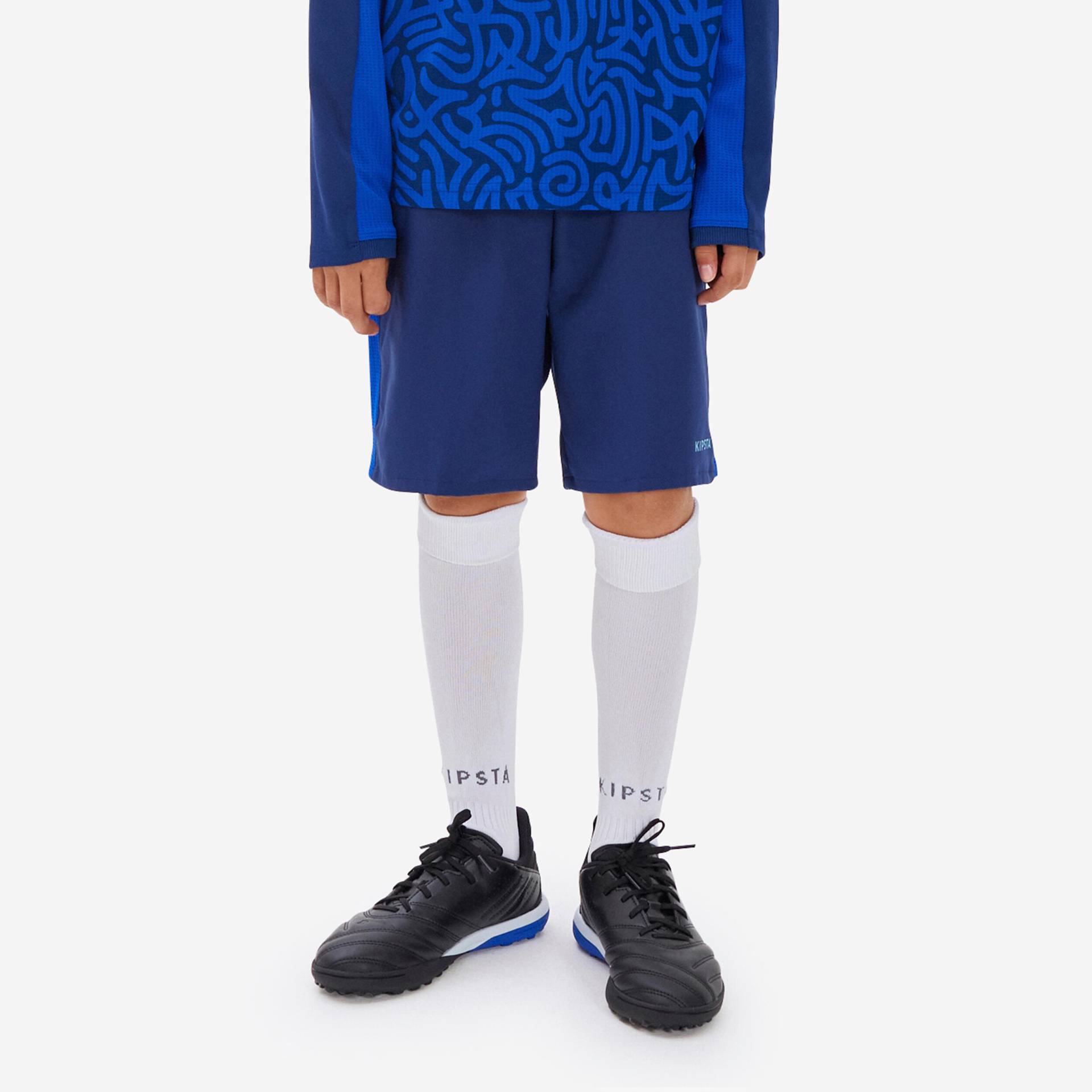 Kinder Fussball Shorts - Viralto Letters marineblau/blau von KIPSTA