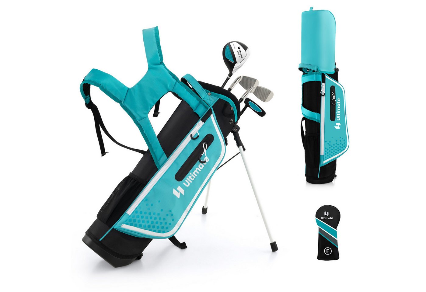 KOMFOTTEU Golfschläger + Golfbag, mit 300CC Driver, für Kinder von 8-10 Jahren von KOMFOTTEU