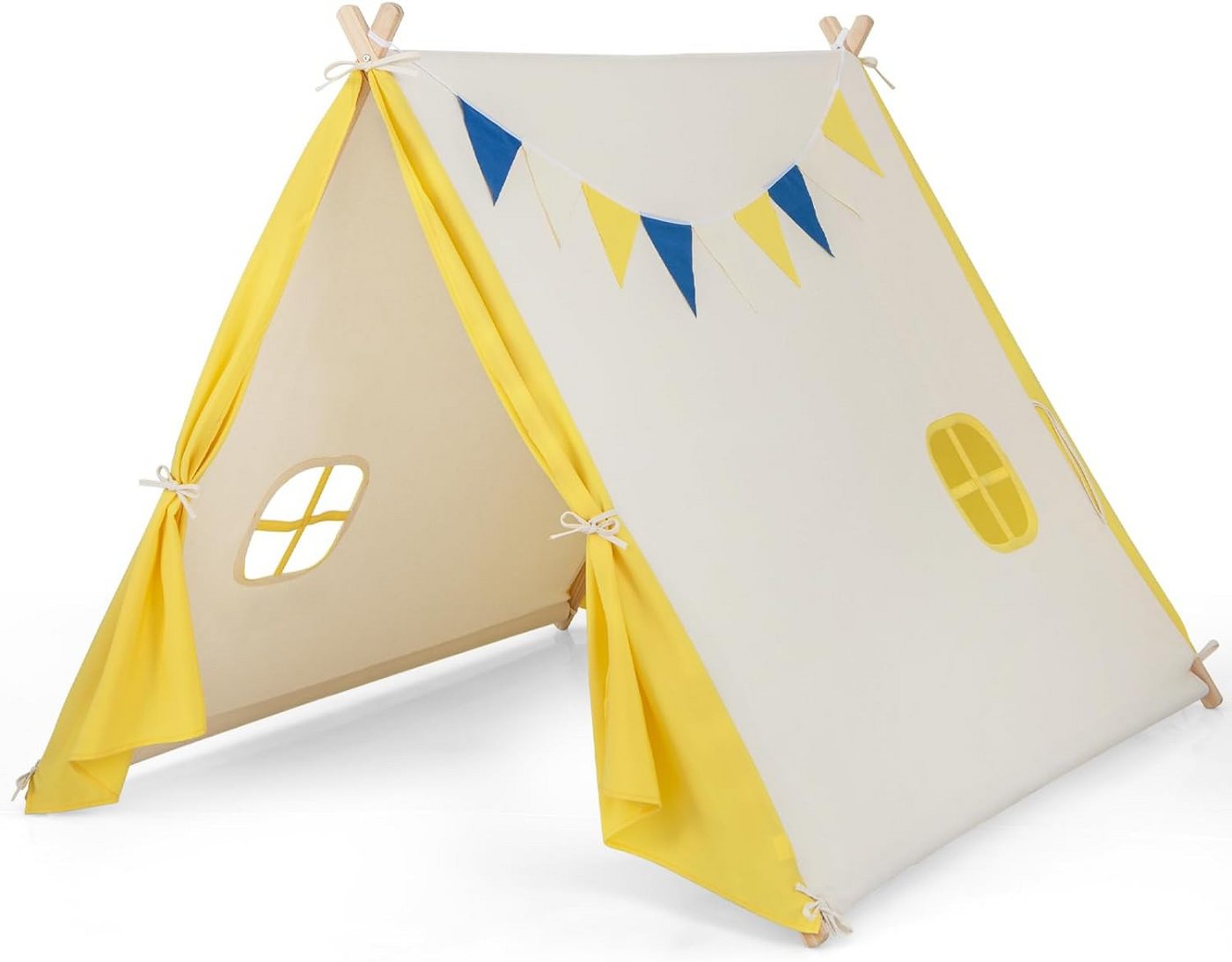 KOMFOTTEU Tipi-Zelt Kinderspielzelt, Kinderzelt mit Kiefernholzrahmen von KOMFOTTEU