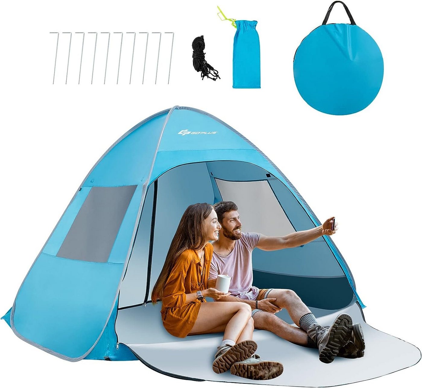 KOMFOTTEU Wurfzelt Pop-up-Strandzelt, UPF 50+ Sonnenschutz-Zelt, für 2–4 Personen von KOMFOTTEU