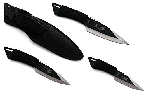 KOSxBO® 3er Darts Wurfmesser Scorpion King schwarz Edition hochwertige Kunai Messer inkl Nylon Scheide und Taktische Trageschlaufe - Gürtelmesser - Throwing Knife- Knives von KOSxBO