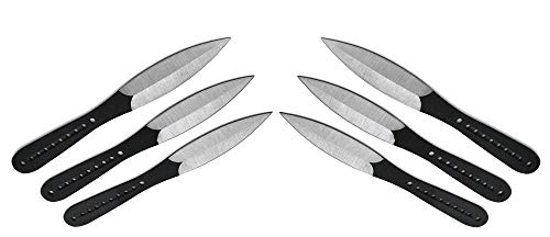 KS-11 * 6 teiliges* Wurfmesser Set 22,5 cm Schwarze Tomahawks Edition Ink. Cordura Holster mit Gürtelclip 6 hochwertige Throwing Knives - Ninja Wurfmesser-Set schwarz von KS-11