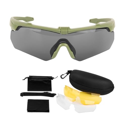 KUAIYIJU Tactic Airsofts Schutzbrille für die Jagd, Augenschutz, Jagdbrille für Schießen, 3 austauschbare Gläser und Tragetasche von KUAIYIJU