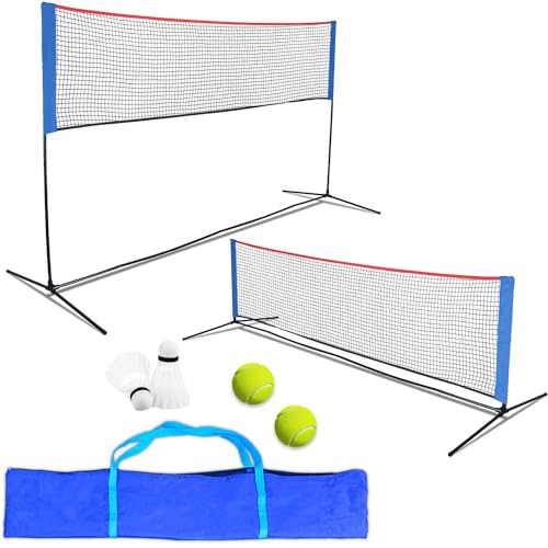 Kapler Badminton Netz für Pickleball, Volleyball, Tennis, höhenverstellbar für Erwachsene und Kinder, 300x90 bis 160 cm, inklusive Zwei Badmintonbällen und Tennisbällen, leicht zu tragen von Kapler