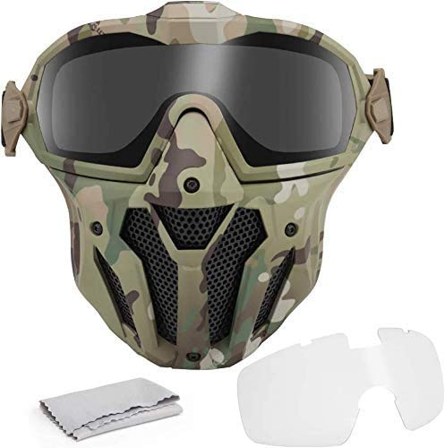 Kayheng Airsoft Paintball Tactical Mask Abnehmbare Schutzbrille mit Anti-Fog-Lüftersystem Vollgesichtsschutz atmungsaktiv für Radfahren and CS War-Game Combat von Kayheng
