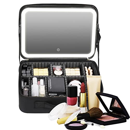 Kazuko Multifunktionale Kosmetiktasche, tragbare Kulturtasche | Make-up-Tasche mit Reißverschluss - Staubdichte, tragbare Reißverschlusstasche mit Spiegel und Lichtern, mehrere Fächer für unterwegs von Kazuko