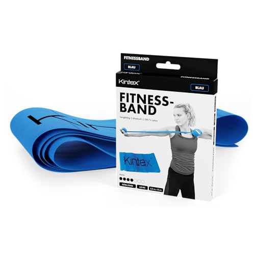 Kintex Fitnessband, 2,5 m x 15 cm, Gymnastikband in 7 Stärken, 100% Latex, transportables Trainingsband (Blau) von Kintex