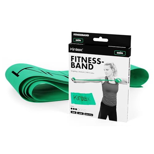 Kintex Fitnessband, 2,5 m x 15 cm, Gymnastikband in 7 Stärken, 100% Latex, transportables Trainingsband (Grün) von Kintex