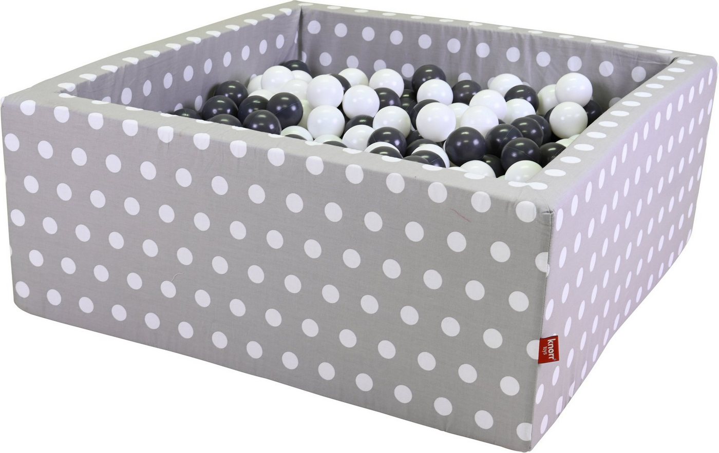 Knorrtoys® Bällebad Soft, Grey White Dots, eckig mit 100 Bällen Grey/creme, Made in Europe von Knorrtoys®