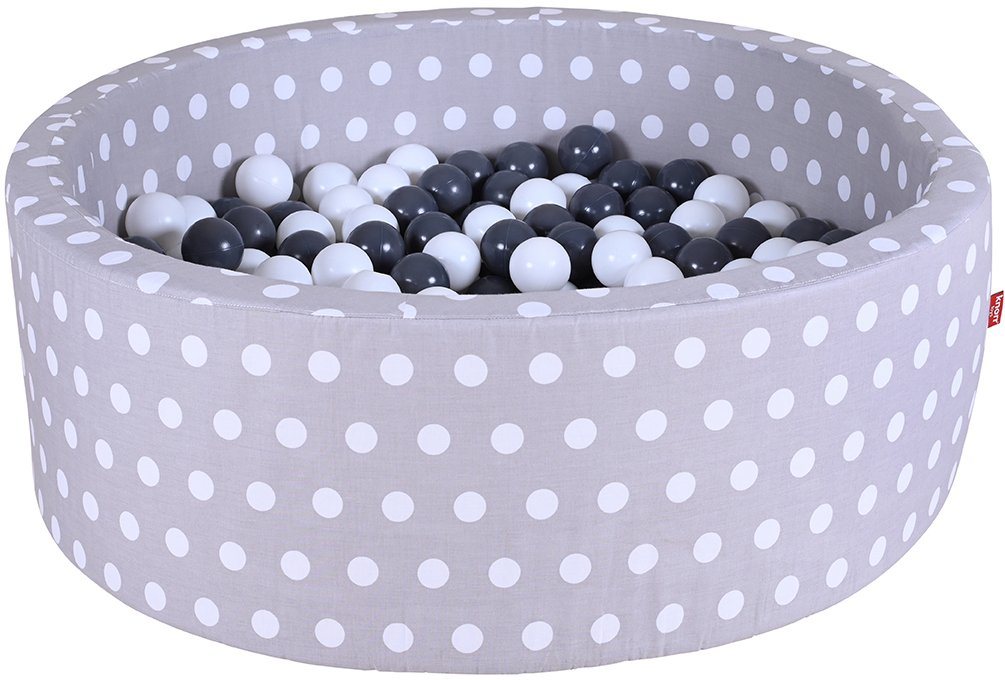 Knorrtoys® Bällebad Soft, Grey White Dots, mit 300 Bällen Grey/creme, Made in Europe von Knorrtoys®