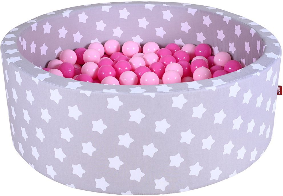 Knorrtoys® Bällebad Soft, Grey White Stars, mit 300 Bällen soft pink, Made in Europe von Knorrtoys®