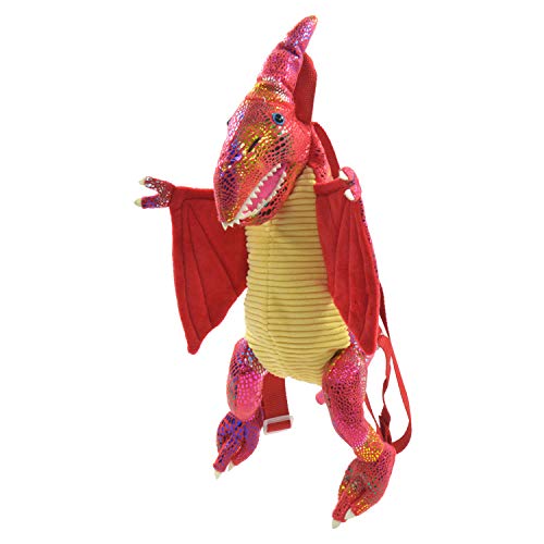 Kögler 85412 - Dino Rucksack für Kinder, Flugsaurier, mit Glitzerhautschuppen, mit Tagegriff und längenverstellbaren Trageriemen, ca. 50 cm groß, rot von Kögler