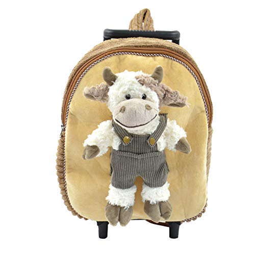 Kögler 85416 - 2 in 1 Tierrucksack & Trolley Kuh, für Kinder, mit Ausziehbarem Griff, ca. 45 x 28 x 20 cm Kinder-Rucksack, 45 cm, Braun/Weiß von Kögler
