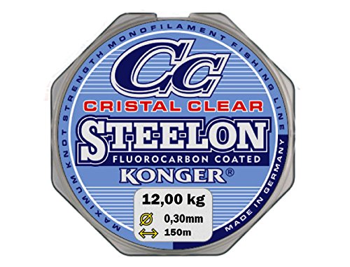 Konger Angelschnur Cristal Clear Fluorocarbon Coated 0,12-0,50mm/150m Monofile Super stark ! (0,05€/m) (0,30mm / 12,00kg) von Konger