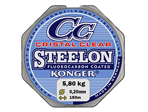 Angelschnur KONGER Cristal Clear Fluorocarbon Coated 0,12-0,50mm/150m Monofile Super stark ! (0,20mm / 5,80kg) von Konger
