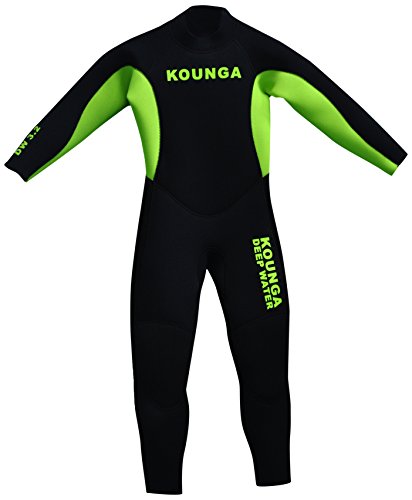 Kounga Jungen DW 3.2 Neoprene Full 3/2 Neoprenanzug, schwarz/grün, Größe 6 von Kounga