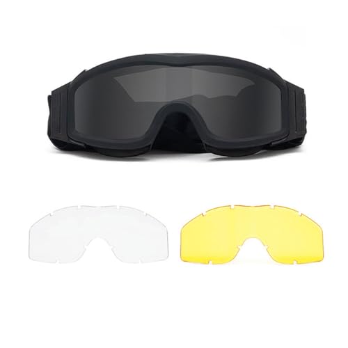 Koyheng Taktische Airsoft-Paintball-Anti-Beschlag-Brille, mit 3 austauschbaren Objektiv-Schutzbrillen von Koyheng