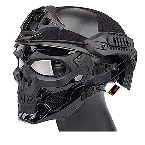 Taktischer Multifunktions-Fast Helm mit Totenkopf-Gesichts Maske für Halloween-Dekoration Airsoft Paintball von Koyheng