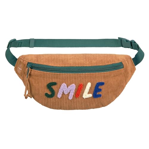 LÄSSIG Kinder Bauchtasche Umhängetasche mit verstellbarem Gurt/Mini Bum Bag Cord Smile Caramel von LÄSSIG