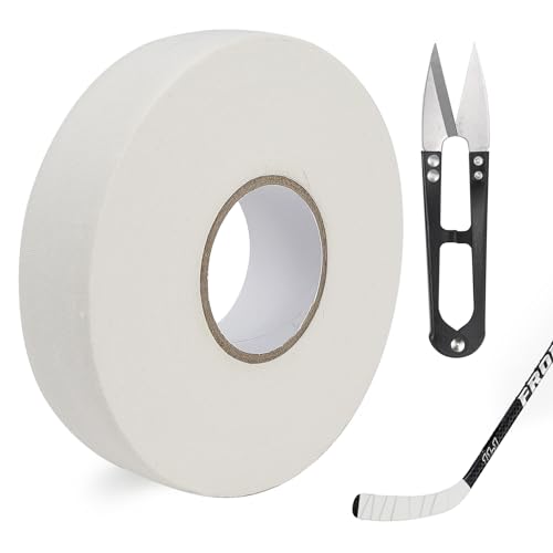 LBING Schläger Tape Hockeyschläger Tape 25M Rutsch Griffband Sporttape Eishockey Griffband Schlägertape Mit 1 Stück Schere (Weiß) von LBING