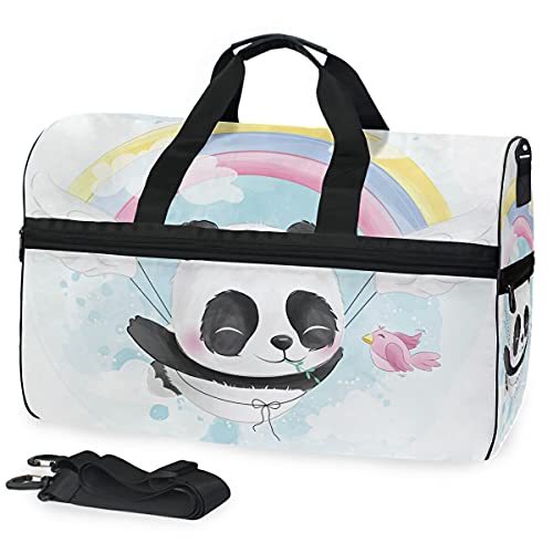 Fliegender Panda-Regenbogen-Kunst Sporttasche Badetasche mit Schuhfach Reisetaschen Handtasche für Reisen Frauen Mädchen Männer von LDIYEU
