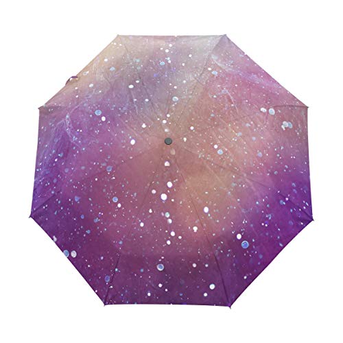 Raum Digital Lila Regenschirm Taschenschirm Auf-Zu Automatik Schirme Winddicht Leicht Kompakt UV-Schutz Reise Schirm für Jungen Mädchen Strand Frauen von LDIYEU