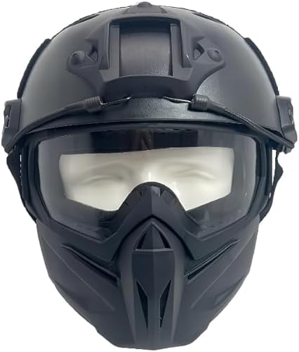 Taktischer Airsoft-Helm und Vollgesichtsmaske, abnehmbare Schutzbrille, Paintball-PJ-Fast-Helm mit vorderer NVG-Halterung und Seitenschiene von LEJUNJIE