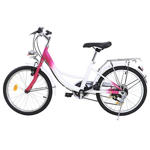 LENJKYYO 20 Zoll Dreirad für Erwachsene 3 Rad Kinder Fahrrad Dreirad 6 Gang Cruiser Bike Rosa & Weiß Fahrrad mit Kissen von LENJKYYO