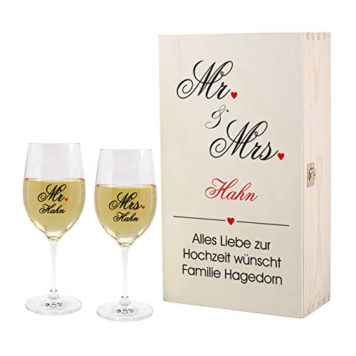 Leonardo Geschenkset zur Hochzeit - Mr. & Mrs. - mit bedruckten Gläsern in Premium Verpackung von LEONARDO HOME