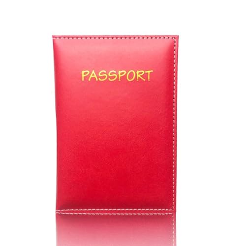 LERONO Taschen für Damen, Reisepasshülle, Ausweis, Kreditkarte, Bargeld, Dokumenten-Organizer für Männer und Frauen, Unisex, Reisepasshülle, tragbar, rot von LERONO