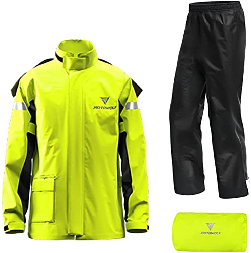 LGESR Kapuzen-Regenjacke for Herren Und Damen, Leichter Wasserdichter Jackenanzug, Jacke Und Hosenanzug, 2-teilige Fahrrad-Regenbekleidung for Outdoor-Aktivitäten (Color : Gelb, Size : XL) von LGESR