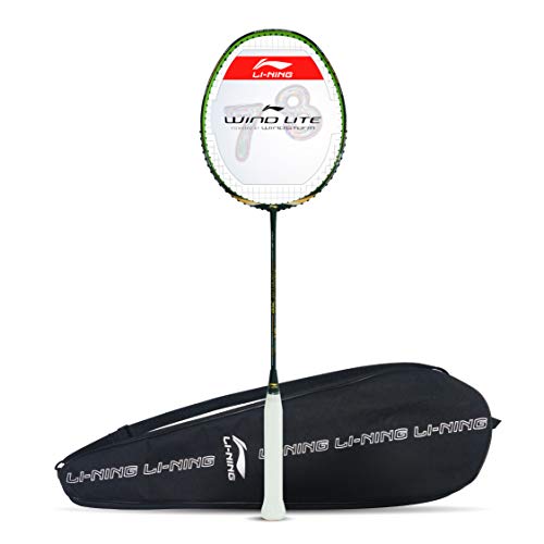 Li-Ning Wind Lite 700 Carbon Fibre Strung Badminton Racket with Full Racket Cover (Black/Gold) | for Intermediate Players | 78 Grams | Maximum String Tension - 30lbs von LI-NING