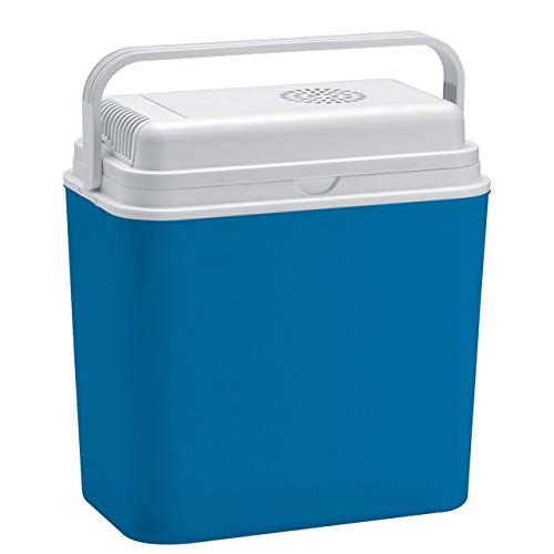 Linder - Kühlbox mit Strom 24L 12 Volt - elekrische Kühltasche fürs Auto LKW Wohnmobil Thermoelektrische Kühlbox - Mini Kühlschrank Camping blau grau von LINDER