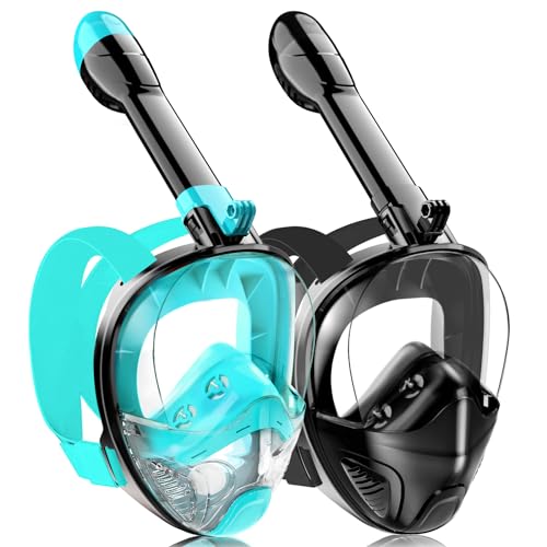 LITTLEJSY 2Pack Tauchmaske für Erwachsene, 180° Panorama Sichtfeld Schnorchelmaske Vollmaske Vollgesichts Schnorchelset mit Kameraständer von LITTLEJSY