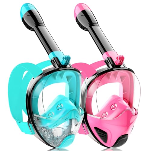 LITTLEJSY Schnorchelmaske Vollmaske, 2Pack 180° Seaview Tauchmasken Schnorchelausrüstung Tauchmaske für Erwachsene/Kinder, Anti-Leck & Anti-Fog Schnorchelset von LITTLEJSY