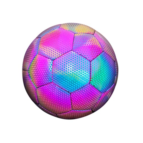 LIXQQS Laser-Reflektierender Fußball Größe 5, Robust Trainingsbälle für Offizielle Spiele, Maschinengenäht, Ideal für Training & Wettkämpfe, Für Alle Altersgruppen, Durchmesser 21 cm (Color : Laser) von LIXQQS