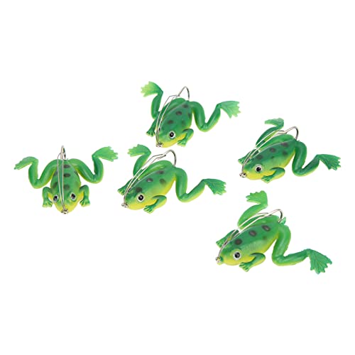 Froschköder, Weich, Lebensecht, Künstlicher Gummi-Schwimmköder mit Haken Zum Angeln, 5 Stück, 3 G (Green) von LUCKDANO